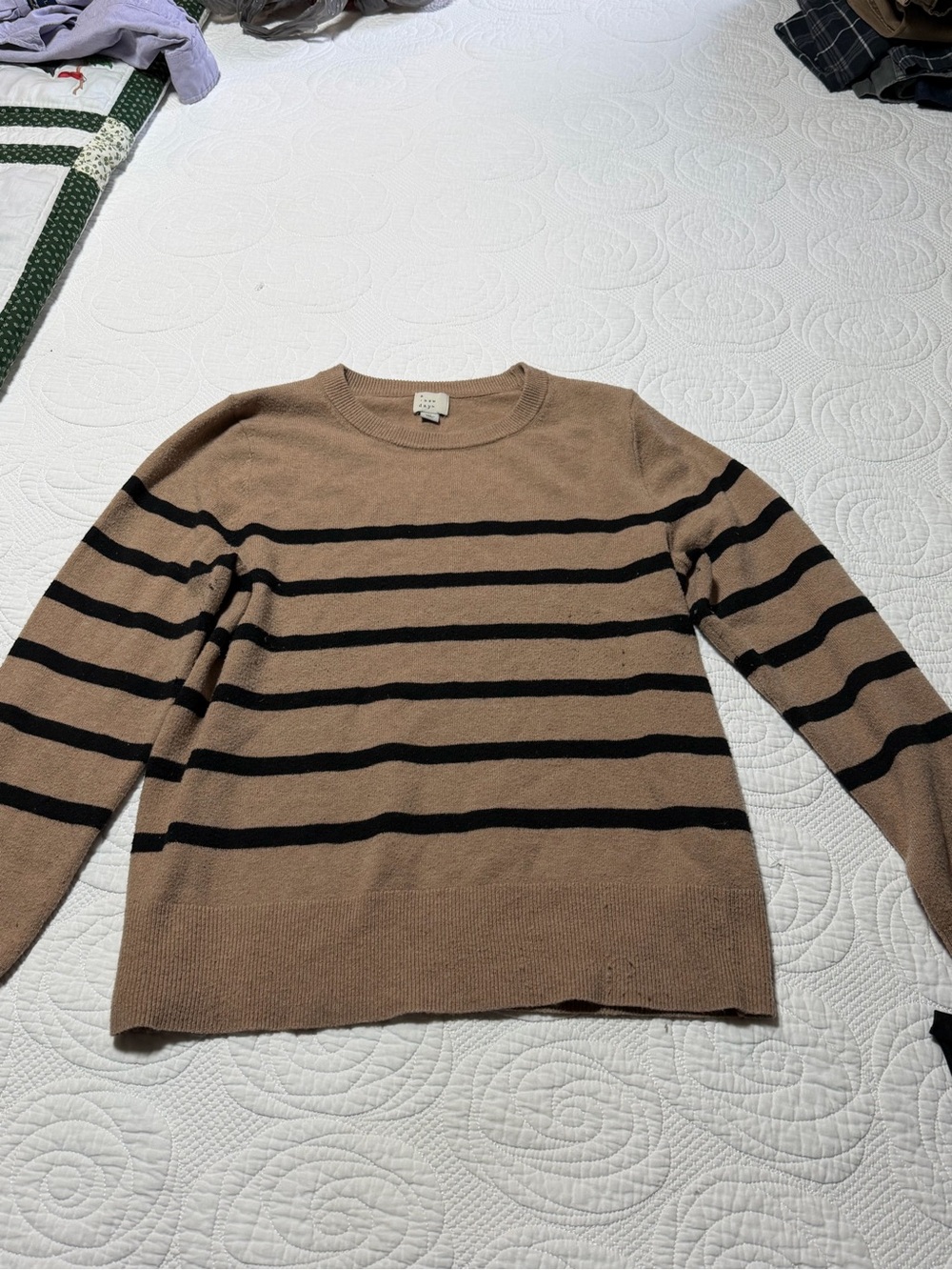 a new day Brown and Black Striped Crewneck Sweater